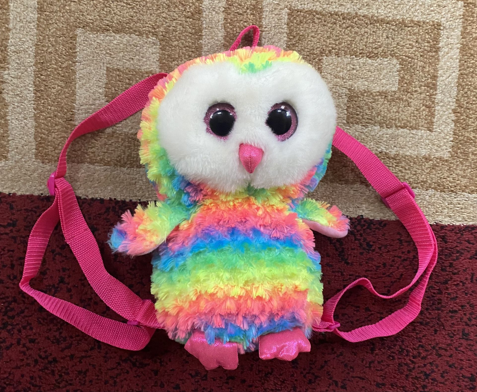 Girls TY Rainbow π Owl Bookbag Purse
