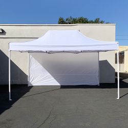 New $145 Heavy Duty 10x15 FT Canopy with (1 Sidewall) EZ PopUp Party Tent w/ Carry Bag (White, Black) 