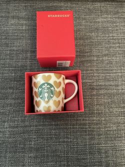 Starbucks White & Gold Heart Mini Espresso Cup