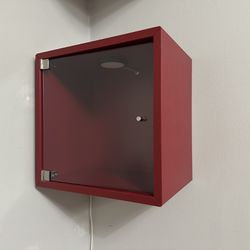 IKEA EKET Red Cabinet Cube Glass Door & Light