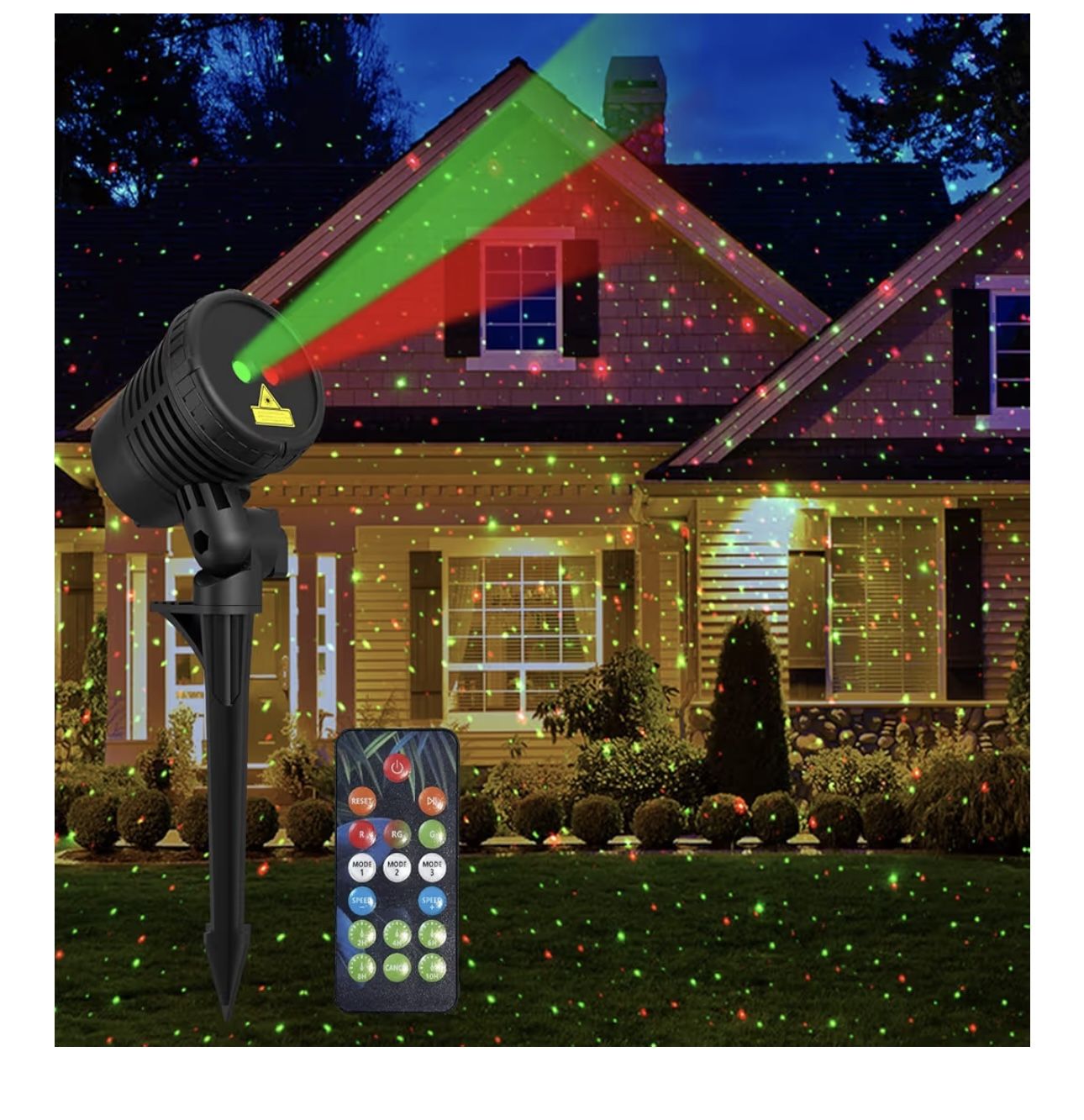 Brand New Projector Lights Outdoor Waterproof with Remote Control, Outdoor Christmas Decorations Garden & Landscape Lights with Red and Green Stars 