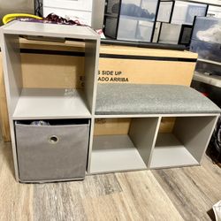 Cube Bookshelf with Bench White - Room Essentials