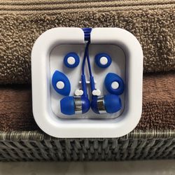 Bright-Blue Earbuds - Brand New!