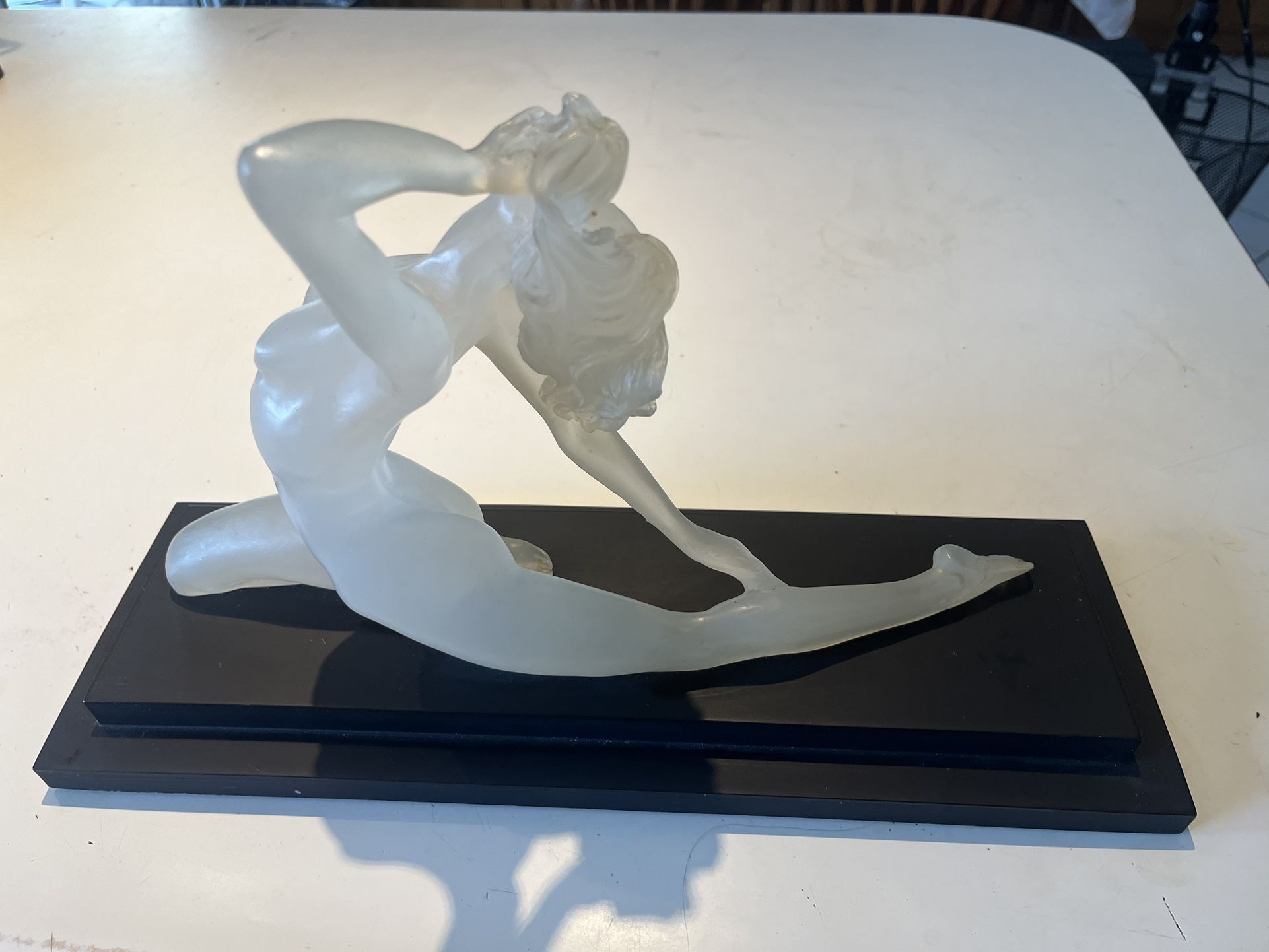 "enchantment " Art deco Arylic sculpture on Black lucite base 10" Tall 16" Long