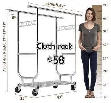 😀 Clothes Rack Heavy Duty 620LBS For Hanging Clothes, Commercial Garment Rack Heavy Duty,Collapsible ＆ Portable Clothes Rack with Wheels