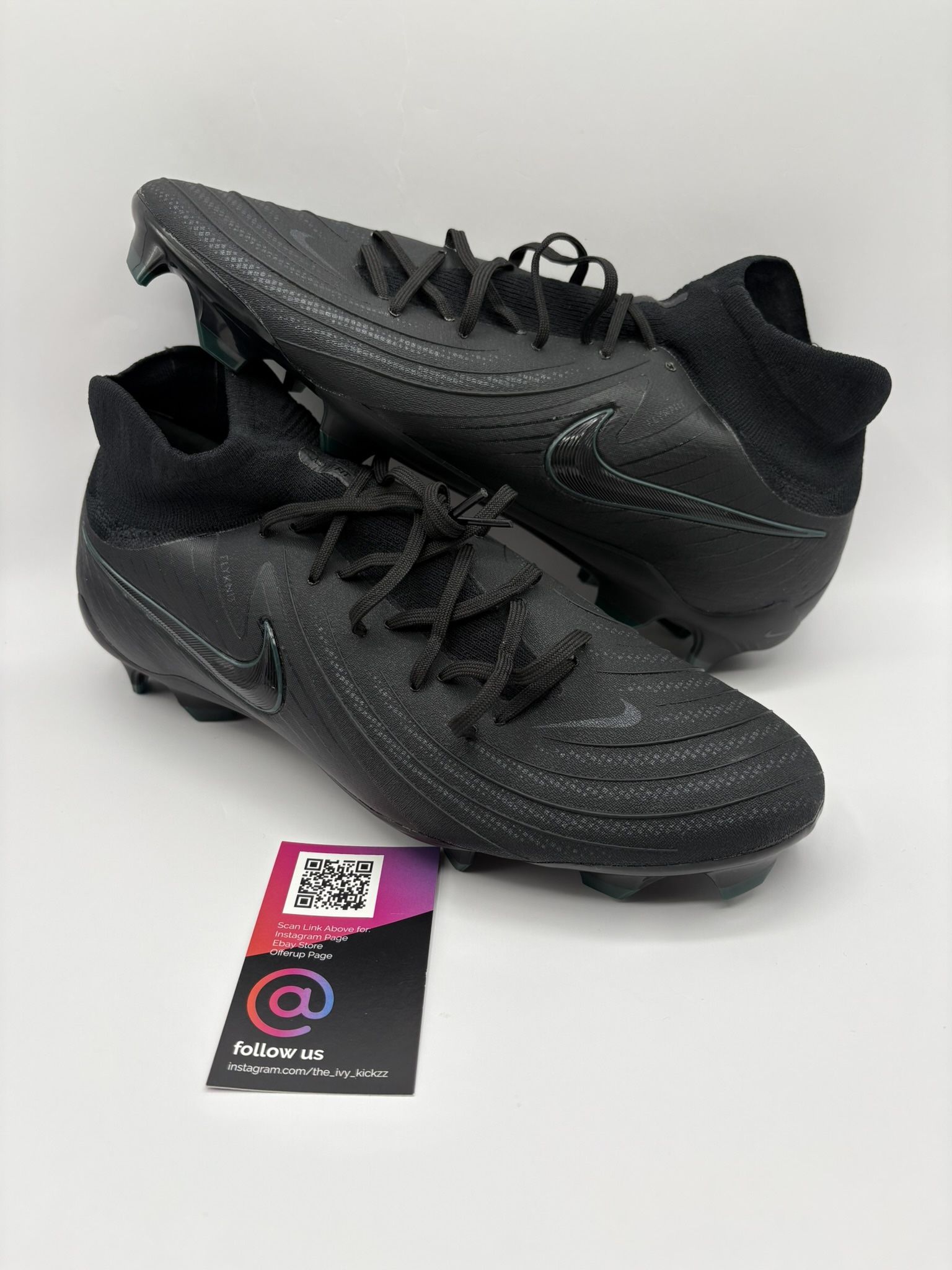 New Nike Phantom Luna Pro FG Lace Up Soccer Cleats Black Mens