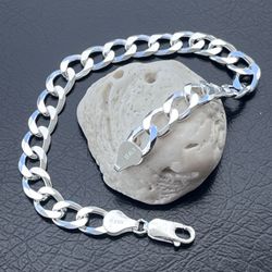 BRAND NEW Mens Solid Italian 925 Sterling Silver Curb Chain Bracelet