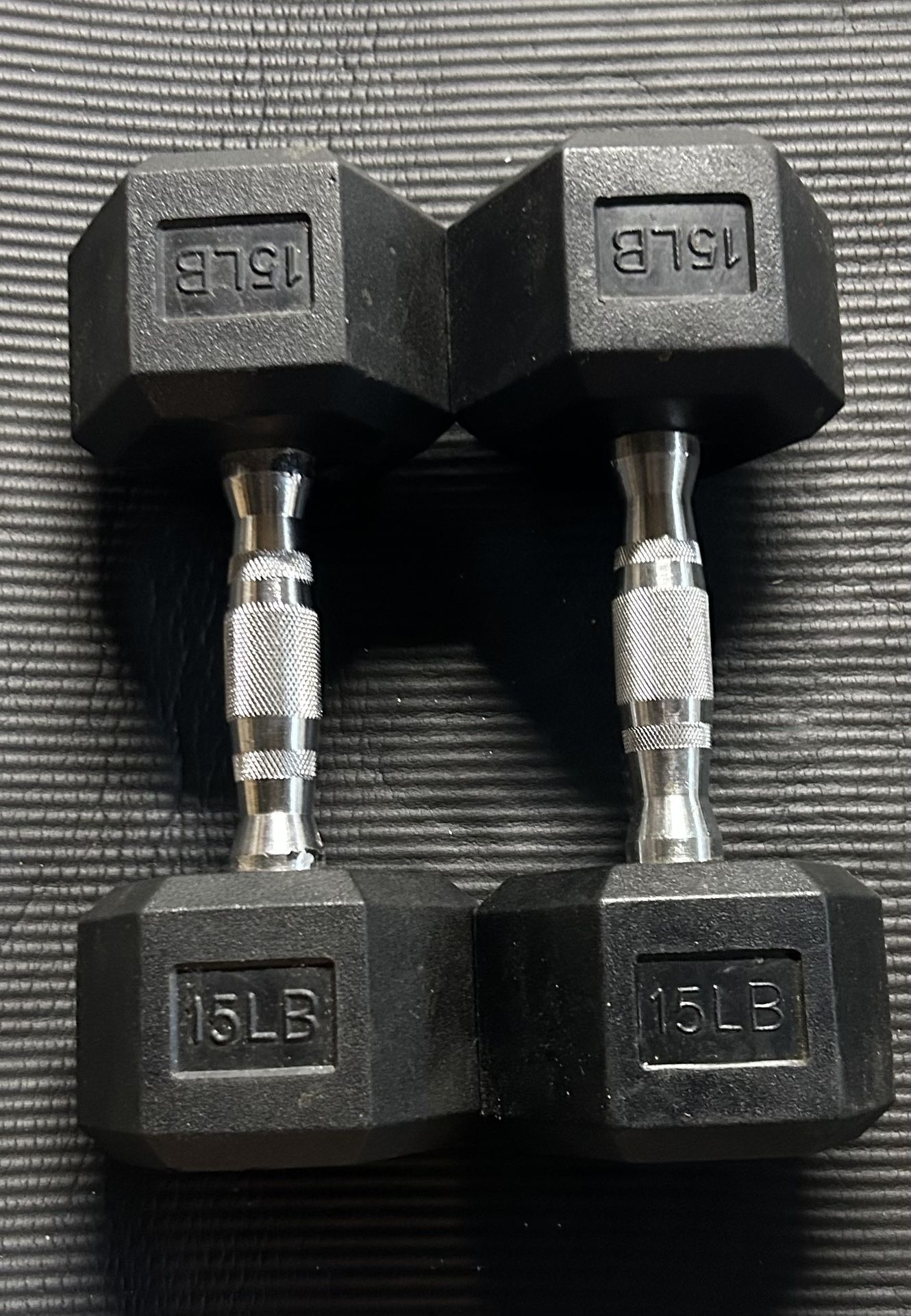 15lb Hex Rubber Dumbbell Pair - NEW