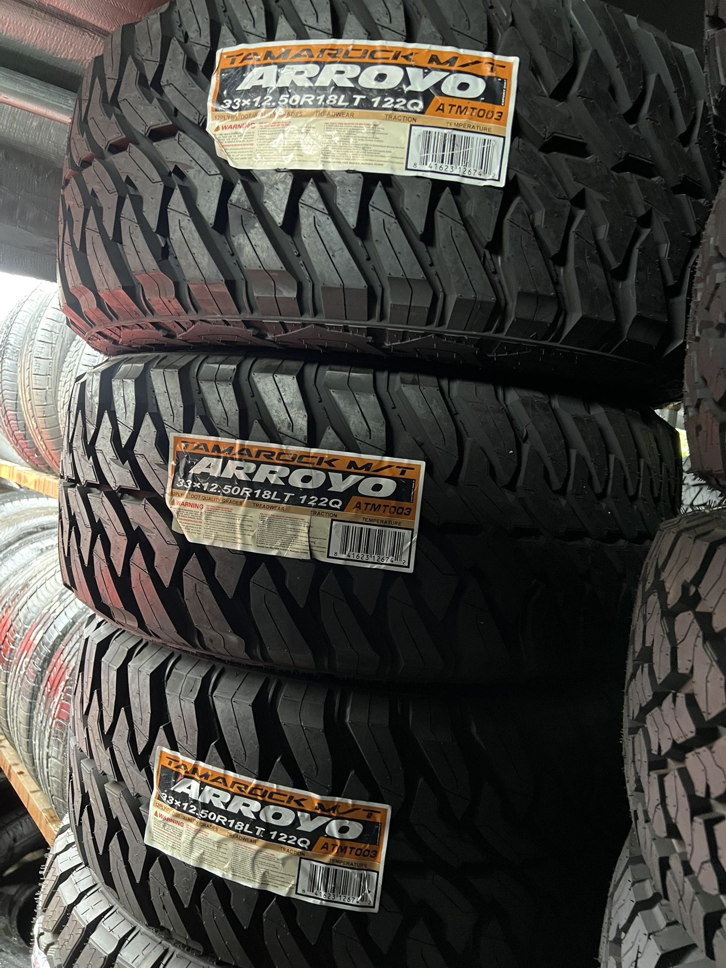 33x12.50r18LT M/t Arroyo Mount & Balance // Set De 4 Llantas Nuevas Arroyo M/t Instaladas Y Balanceadas
