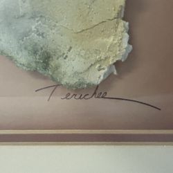 Southwest Signed Terichee Handmade Hand Cast Paper Art Framed Paper Sculpture Rustic Motifs 21 Inches X 35 Inches