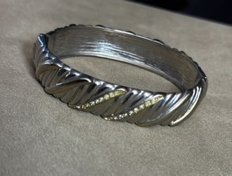 Golden and steel crystal cuff bracelet 