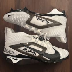 New Nike Alpha Menace Elite 4 White/Black Size 12.5 FZ7701-101 Football Cleats