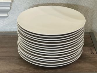 New Set of 14 Stoneware 10” Dinner Plates Dinnerware Dish Set White