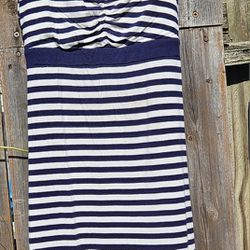 XS, Dakini Blue and White Striped Sleeveless Dress 

