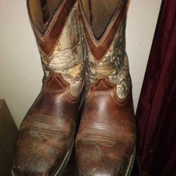 Mens Brazos Leather & Real Tree Camo Steel Toe Workboot