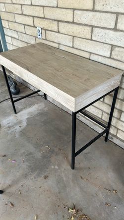 Wood Top Desk with Black Metal Legs
