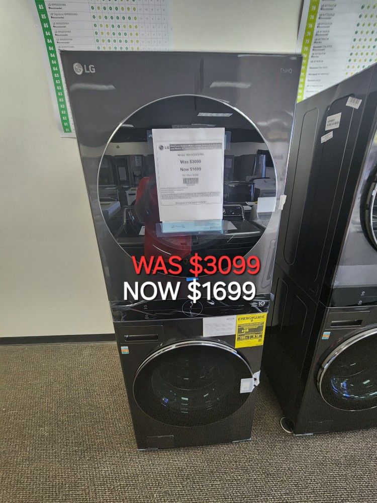 Washtower Stacked Smart Laundry Center 4.5 Cu. Ft. Front Load Washer &7.4 Cu. Ft. Ventless Dryer