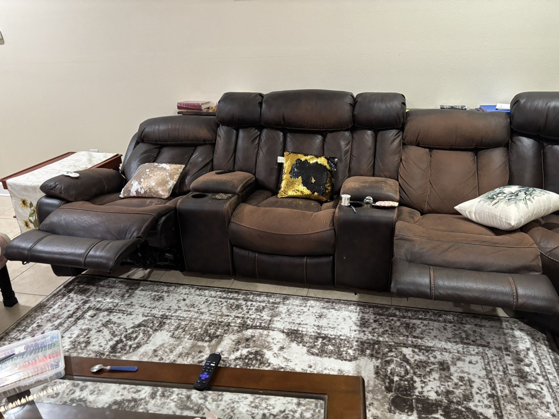 Sectional Sofa With 3 Recliners - 2 Power