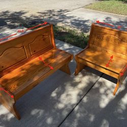 Two Wooden Benches With Storage