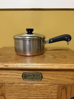  Vintage 2Qt Revere Ware Copper Bottom Saucepan With Lid.     P