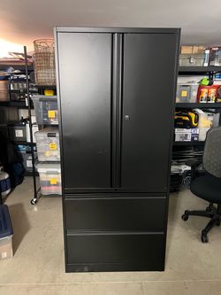 Black Metal Storage Cabinet with File Drawers