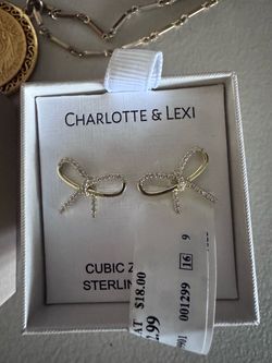 Charlotte & Lexi Cubic Zirconia Sterling Silver Bow Earrings