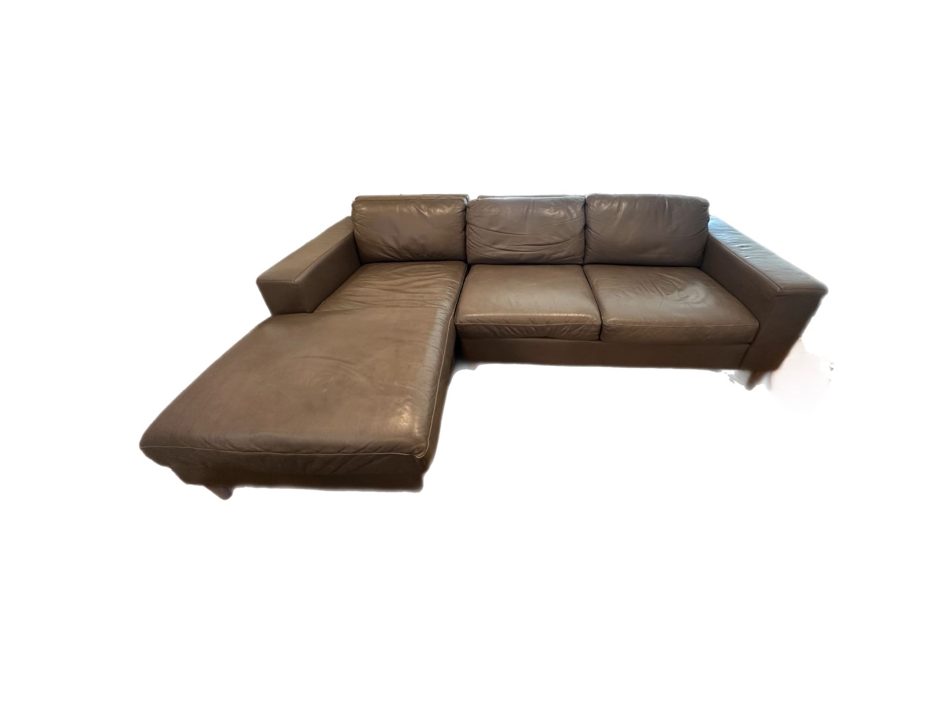 West Elm Genuine Leather Sectional Left Facing - Wolf Grey 