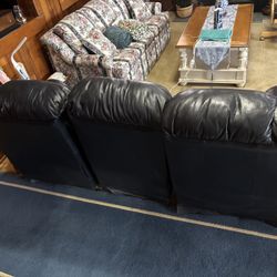Blue Leather Sectional 7 Piece