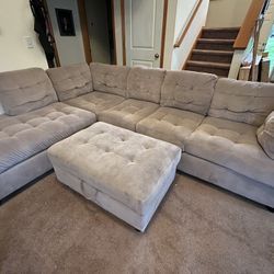 Like New Large Couch With Storage Footrest