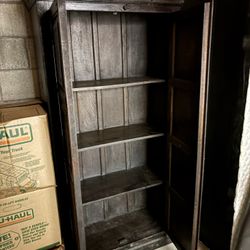 Vintage Solid Wood Carved Armoire / Storage Cabinet – 72” Tall – Rustic Antique Style – Shelves – Oceanside