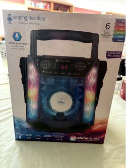 SINGING MACHINE  ‘Shine Duet’ SML2250 Blue Tooth KARAOKE SYSTEM -Voice Assist LED Multi Color Lights