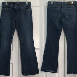 Vtg 90s/Y2K DKNY Dark Wash Flared Leg Low Rise Denim Blue Jeans Jrs 7R