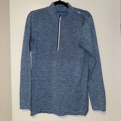 Lululemon Men’s Metal Vent Tech Half Zip Heathered Light Blue Size XS