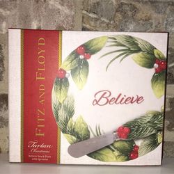 fitz and floyd believe snack plate with spreader