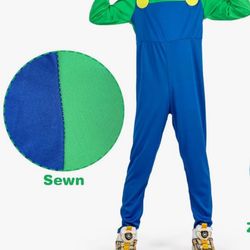 Disfraz clásico de Luigi de Super Mario para Niños 7-8 Kids Size