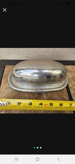 Silver Metal Butter Dish with Dome Lid