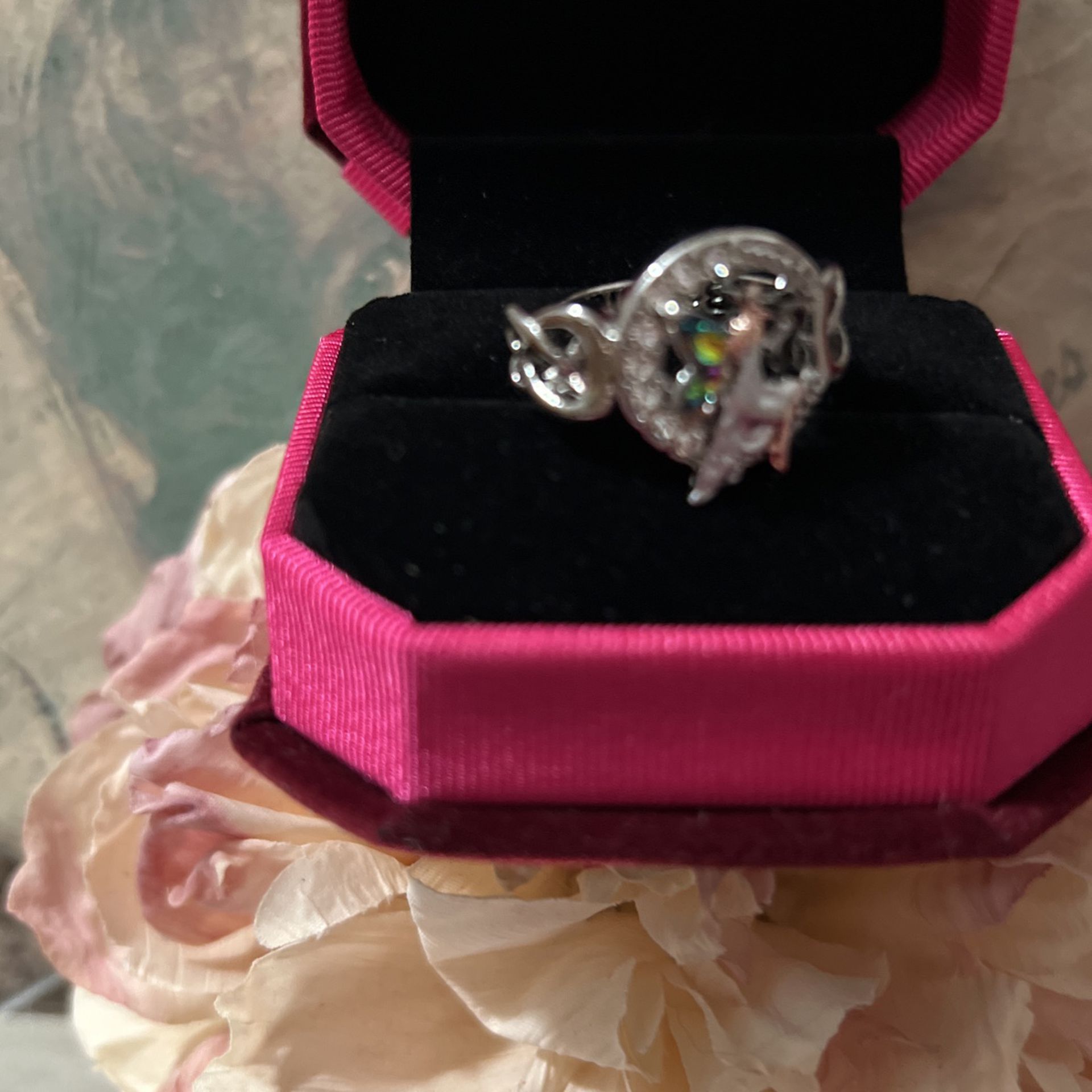 Gorgeous!!! Sterling Silver Fairy/Angel Ring :Beautiful Girl Is Engraved Inside The Ring 