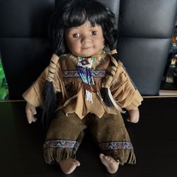 Vintage Native American Indian Doll Porcelain Head 14”