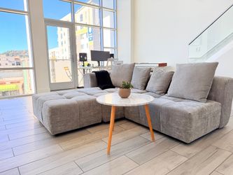 119in Modular Sectional Sofa with Ottoman - Gray