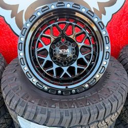 17x9 XM701 Gloss Black 6x139 Wheels And Tires 265/70/17 Kumho RT