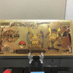 24k Gold Plated Pokémon Cosplay Pikachu Banknote