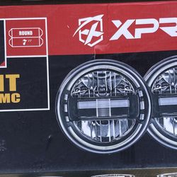 Xprite 7" LED Round Headlights Compatible with 1997-2018 Jeep Wrangler JK JKU LJ CJ TJ Hummer H1 H2, Halo Ring Headlamps DOT Approved, High/Low Sealed