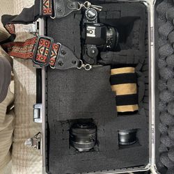 📸 Vintage Sears KS Super 35mm Film Camera Kit w/ Lenses + Case – Works Great!