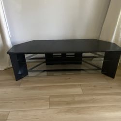 Black TV stand with Glass Shelves