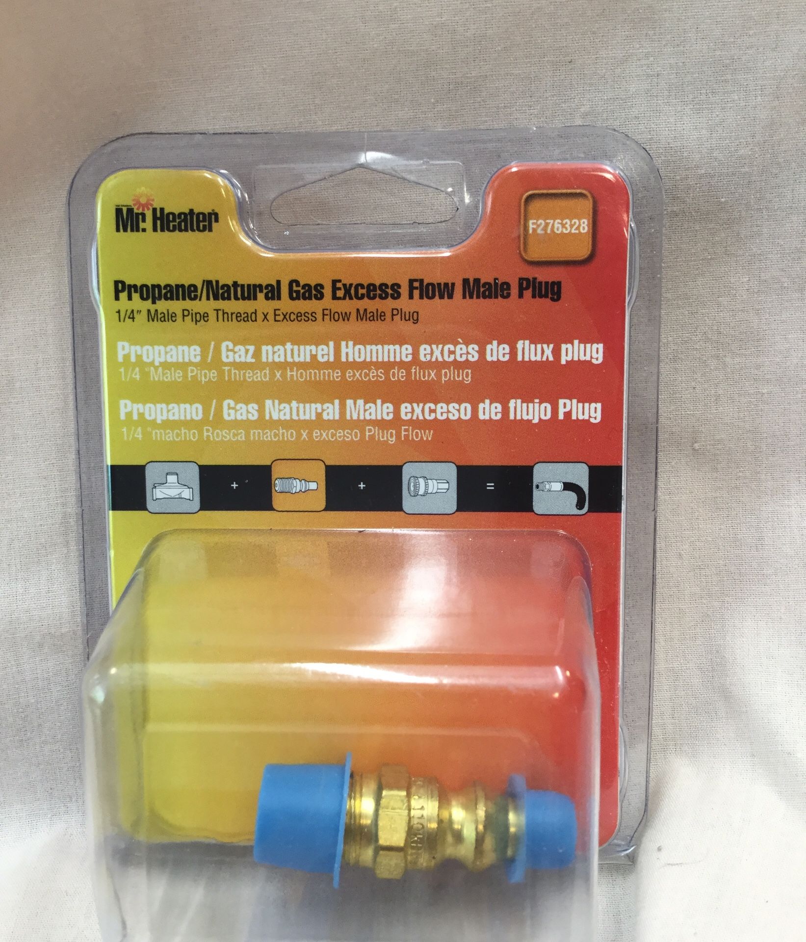 Propane natural gas excess flow male plug