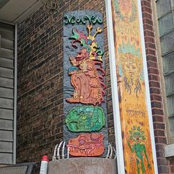 Ancient MAYA evil God, All Hand Carved, Custom. 1 3/4 X 9 X 34in Piece Of Wood