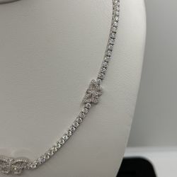 SS Moissanite Butterfly Tennis Necklace