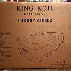 King Koil 20” Air Mattress Luxury TWIN Air Bed W/ Built in High Speed Pump For Camping 