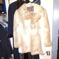 REAL RABBIT FUR COAT SMALL