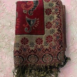 new | limited edition red shimmer pashmina shawl